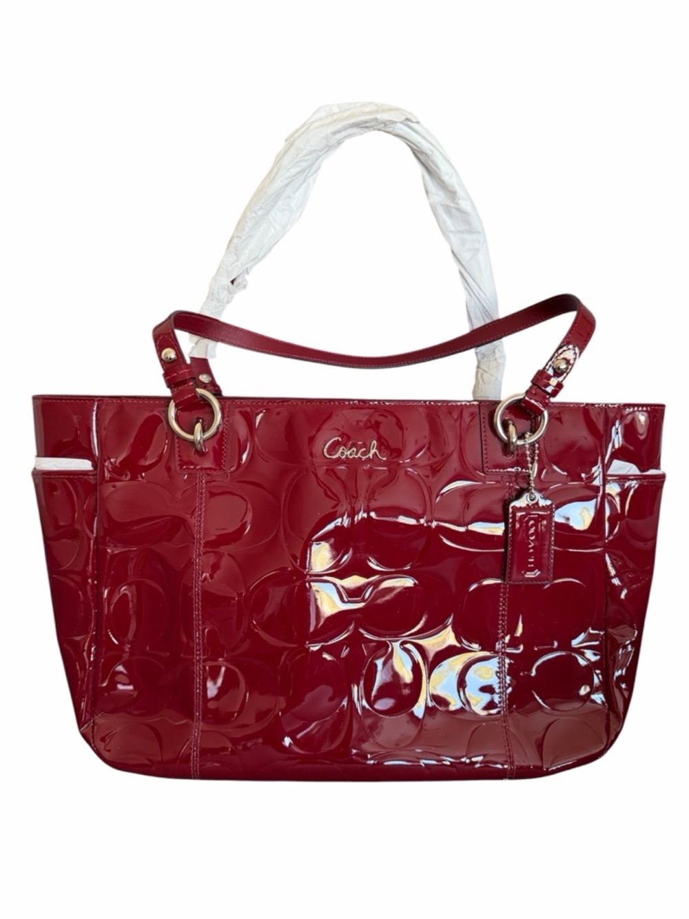 NWT Coach Patent Leather RARE Burgundy Wine Colored City Tote Bag - Picture 3 of 15